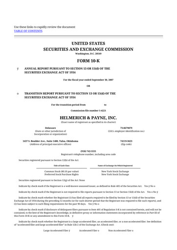 Thumbnail Helmerich & Payne

 10-K Annual Report 