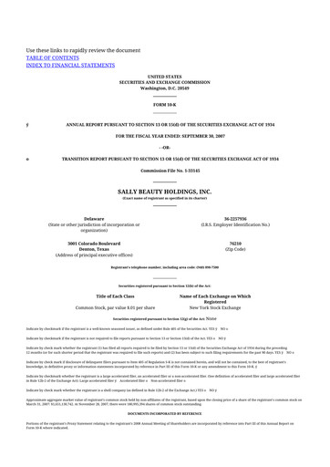 Thumbnail Sally Beauty Holdings 10-K Annual Report 