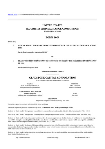 Thumbnail Gladstone Capital Corporation 10-K Annual Report 