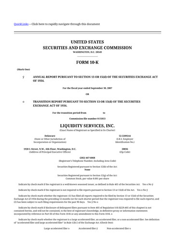 Thumbnail Liquidity Services
 10-K Annual Report 