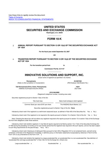Miniature Innovative Solutions and Support 10-K Rapport annuel 