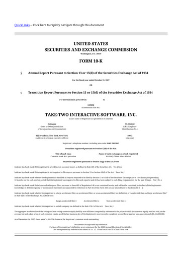 Thumbnail Take-Two Interactive
 10-K Annual Report 