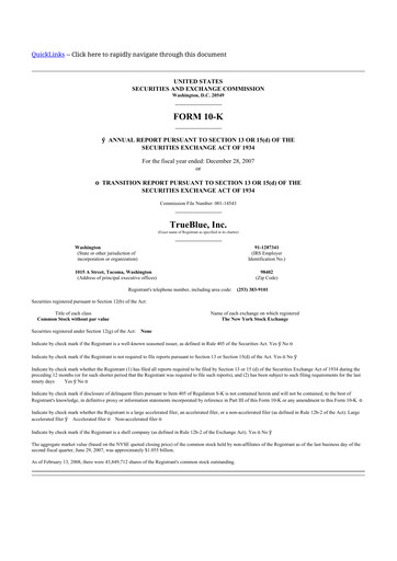 Thumbnail TrueBlue 10-K Annual Report 