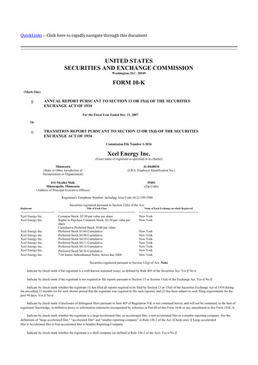 Thumbnail Xcel Energy 10-K Annual Report 