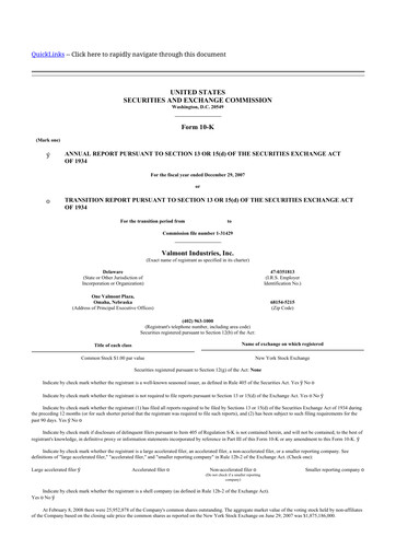 Thumbnail Valmont Industries
 10-K Annual Report 