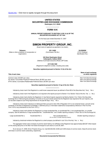 Vorschaubild Simon Property Group 10-K Jahresbericht 