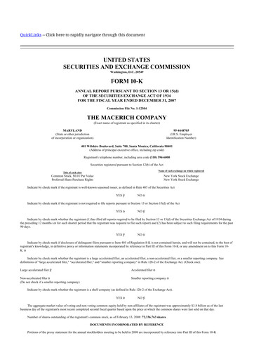 Thumbnail Macerich 10-K Annual Report 