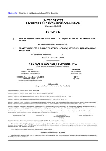 Thumbnail Red Robin
 10-K Annual Report 