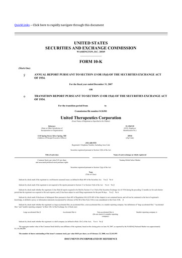 Thumbnail United Therapeutics 10-K Annual Report 