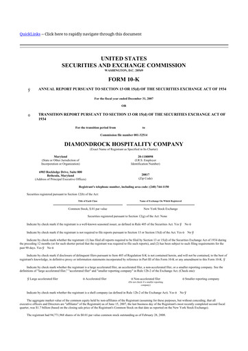 Thumbnail Diamondrock Hospitality Company 10-K Annual Report 