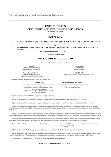 Thumbnail Arch Capital 10-K Annual Report 