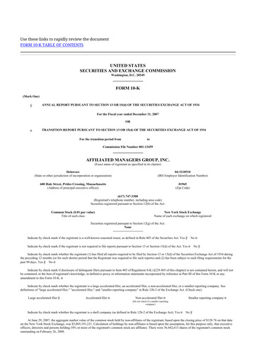 Thumbnail Affiliated Managers Group 10-K Annual Report 