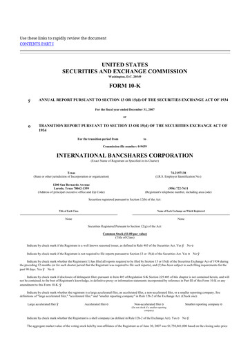 Thumbnail International Bancshares Corp 10-K Annual Report 