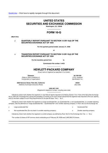 Thumbnail HP 10-Q Quarterly Report FY 