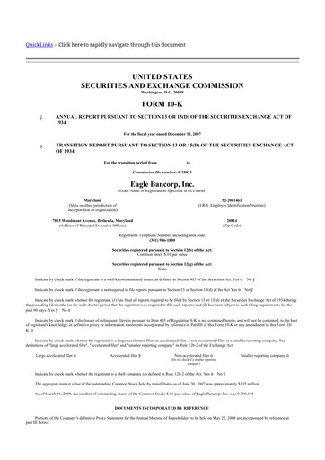 Thumbnail Eagle Bancorp 10-K Annual Report 