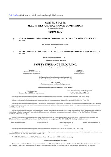 Thumbnail Safety Insurance
 10-K Annual Report 