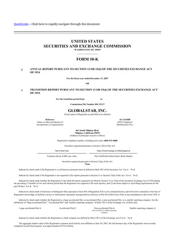 Thumbnail Globalstar
 10-K Annual Report 