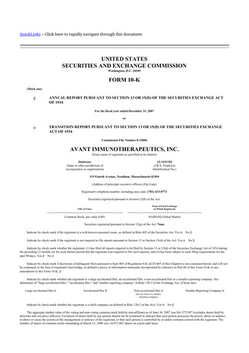 Thumbnail Celldex Therapeutics 10-K Annual Report 