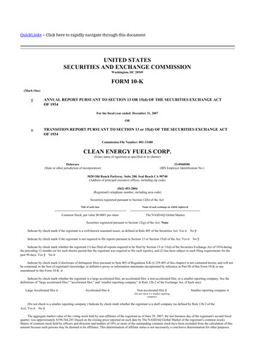 Thumbnail Clean Energy Fuels 10-K Annual Report 