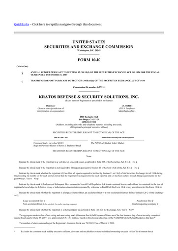 Thumbnail Kratos Defense & Security Solutions 10-K Annual Report 