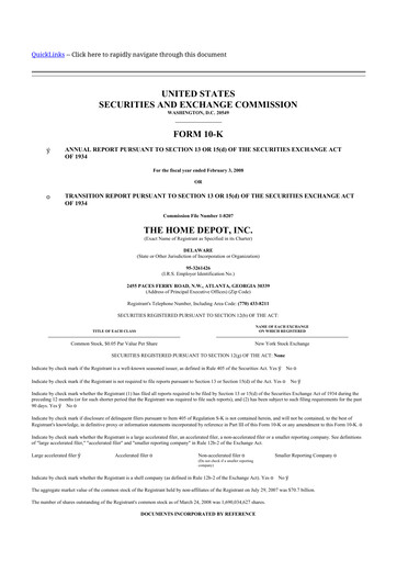 Thumbnail Home Depot 10-K Annual Report 