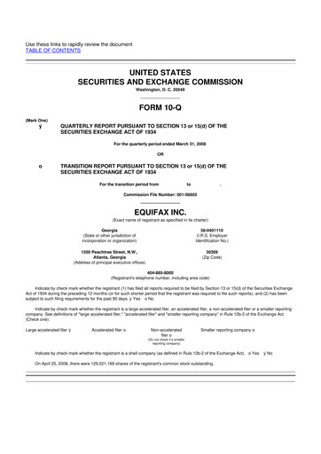 Vorschaubild Equifax 10-Q Quartalsbericht  