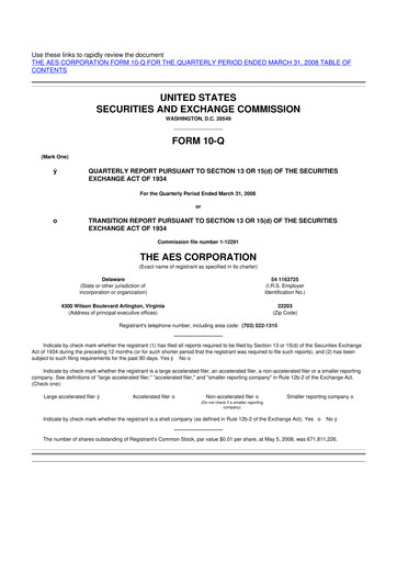 Thumbnail AES 10-Q Quarterly Report FY 