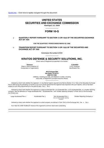 Thumbnail Kratos Defense & Security Solutions 10-Q Quarterly Report FY 