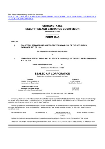 Miniature Sealed Air
 10-Q Rapport trimestriel  