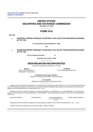 Thumbnail Iron Mountain 10-Q Quarterly Report FY 