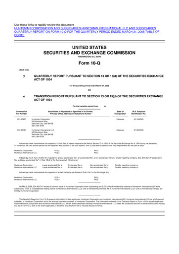 Thumbnail Huntsman Corporation
 10-Q Quarterly Report FY 