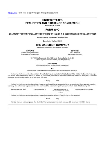 Thumbnail Macerich 10-Q Quarterly Report FY 