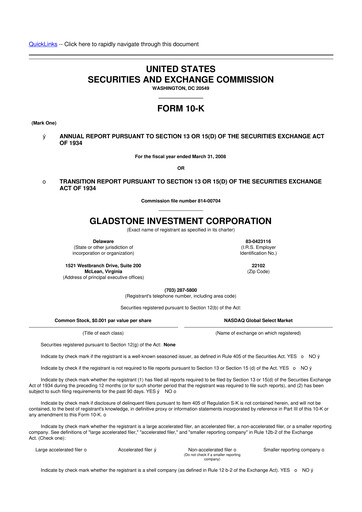 Thumbnail Gladstone Investment 10-K Annual Report 