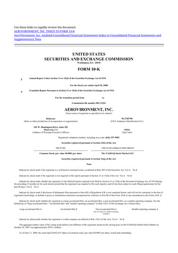 Thumbnail AeroVironment 10-K Annual Report 