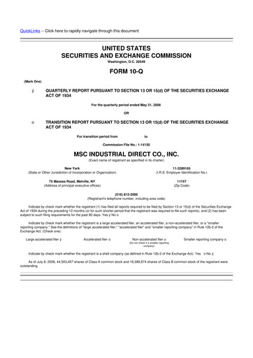 Thumbnail MSC Industrial Direct 10-Q Quarterly Report FY 