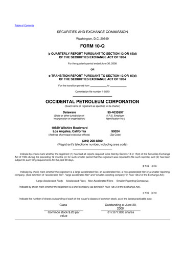 Thumbnail Occidental Petroleum 10-Q Quarterly Report FY 