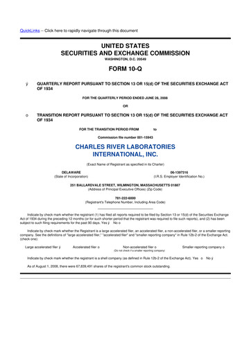 Vorschaubild Charles River Laboratories
 10-Q Quartalsbericht  
