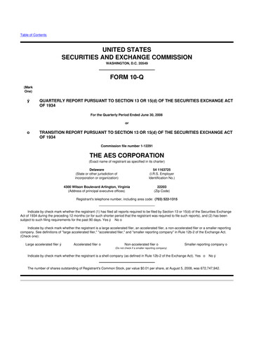 Thumbnail AES 10-Q Quarterly Report FY 