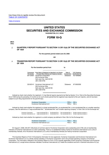 Thumbnail Huntsman Corporation
 10-Q Quarterly Report FY 