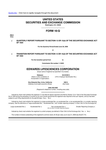 Thumbnail Edwards Lifesciences 10-Q Quarterly Report FY 