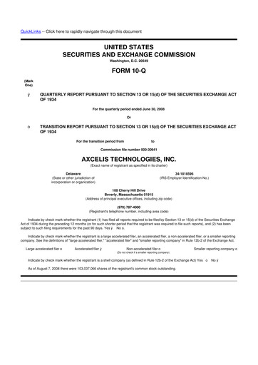 Thumbnail Axcelis Technologies
 10-Q Quarterly Report FY 