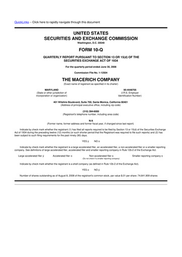 Thumbnail Macerich 10-Q Quarterly Report FY 