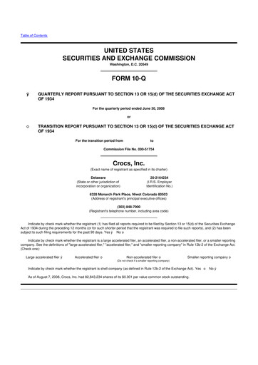 Thumbnail Crocs 10-Q Quarterly Report FY 