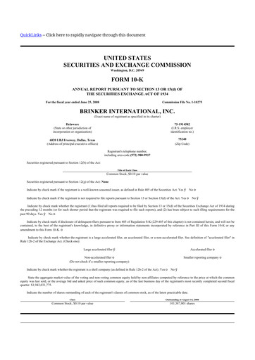 Thumbnail Brinker International
 10-K Annual Report 