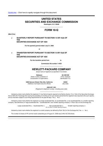 Thumbnail HP 10-Q Quarterly Report FY 