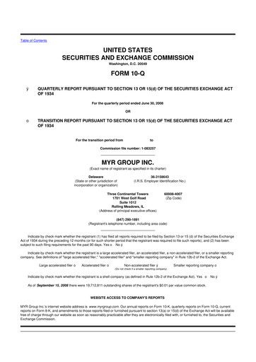 Thumbnail MYR Group 10-Q Quarterly Report FY 