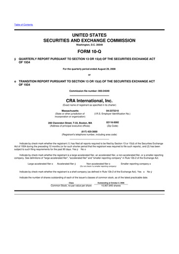 Thumbnail CRA International
 10-Q Quarterly Report FY 