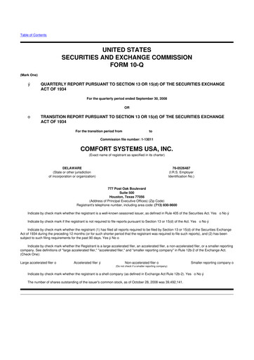 Thumbnail Comfort Systems USA 10-Q Quarterly Report FY 