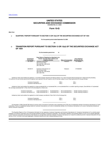 Thumbnail Huntsman Corporation
 10-Q Quarterly Report FY 