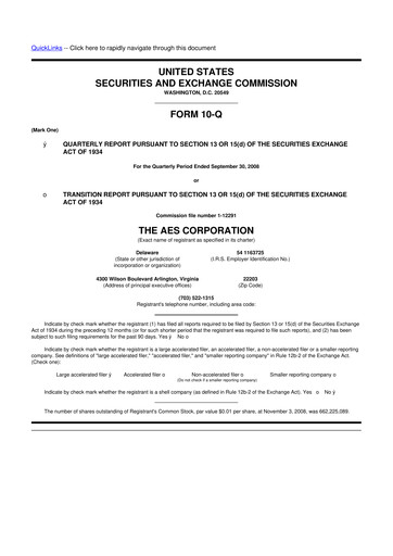 Thumbnail AES 10-Q Quarterly Report FY 